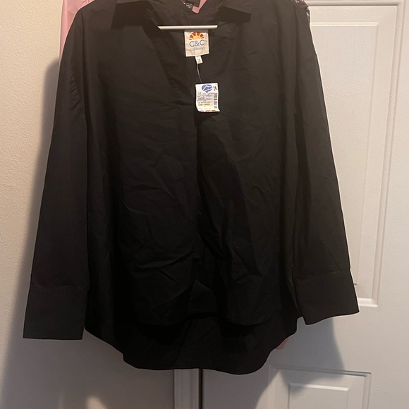 Casual black v neck blouse - Picture 3 of 3